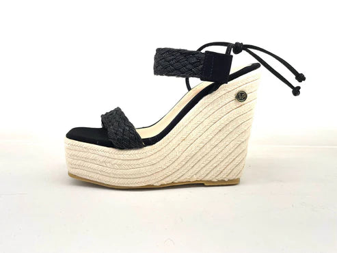 Women's Elegance in Black Espadrilles with 11cm Bow Tie