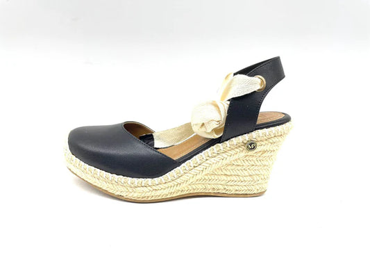 Women's Style & Comfort in Espadrilles Black Embroidered Blanket Low & Adjustable Ribbon