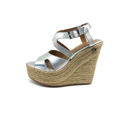 Women's Open Espadrille with Silver Brooch Tie -